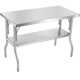 VEVOR Commercial Worktable Workstation 48 x 24 Inch Folding Commercial Prep Table, Heavy-duty Stainless Steel Folding Table with 772 lbs Load, Kitchen Work Table, Silver Stainless Steel Kitchen Island VEVOR