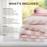 Reversible Striped Twin Comforter Set-Bed in A Bag 5-Pieces Bedding Set with Double-sided Stripes Design-Warm & Cozy Bed Set Includes Twin Size Comforter, Sheets Set, Pillowcase and Sham, Blush Regency Heights