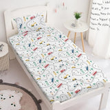 Yasida Twin Kids Fitted Sheets Road Traffic Themed Sheet and Pillowcases Set Cute Cartoon Truck Bed Boys Twin Sheet Set 2 Piece Bedding Decor Set（No Top Sheet） Yasida