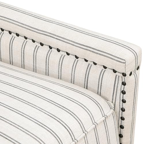 Fnecan Reclining Chair Traditional Push Back Recliner Textured Fabric Nailhead Trim Solid Wood Frame High-Density Foam Pocket Coils for Living Room Reading TV Fnecan