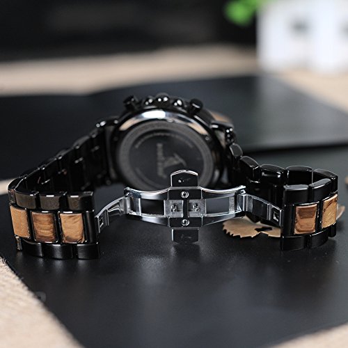 BOBO BIRD Mens Personalized Engraved Wooden Watches, Stylish Wood & Stainless Steel Combined Quartz Casual Wristwatches for Men Family Friends Customized Watch (A-for Dad from Son) BOBO BIRD