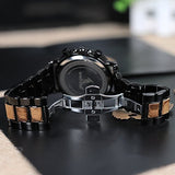 BOBO BIRD Mens Personalized Engraved Wooden Watches, Stylish Wood & Stainless Steel Combined Quartz Casual Wristwatches for Men Family Friends Customized Watch (A-for Dad from Son) BOBO BIRD