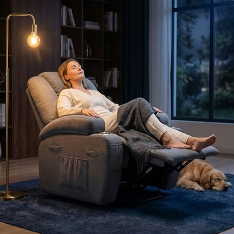 Flamaker Power Lift Chair Massage Recliner Chairs for Elderly - Ergonomic Design with Cup Holders & Side Pockets, Remote Control (Gray) Flamaker