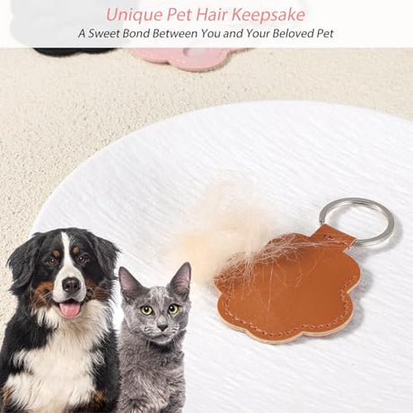 Hpmjz 3 Pcs Dog Hair Collector Keychains Paw Print Keychain Pet Memorial Gifts Cute Leather Hair Keepsake Keyring Pet Fur Storage Keychain for Collecting Bag Purse Paw Charm Key Holder Christmas Hpmjz