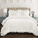 Lush Decor Ella Ruffle Lace Comforter, 3 Piece Set, Full/Queen, White - Cute Comforter - Queen Bedding Set - White Bedding Full Size - Coquette Decor - Ruffle Trim - Lace Trim Lush Decor