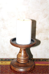 Hosley Set of 2 Brown Wood Pillar Holders 5 Inch High. Ideal Gift for Home Wedding Spa and Aromatherapy Settings. O3 Hosley