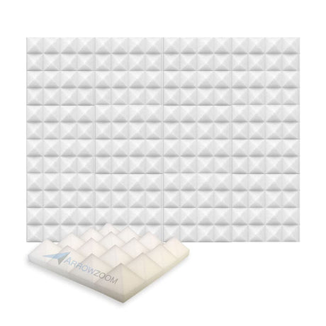 Arrowzoom New 12 Pieces 10x10x2inch Soundproofing Insulation Pyramid Acoustic Wall Foam Padding Studio Foam Tiles AZ1034 Pearl White Arrowzoom