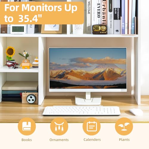 Deli 5-Tier Desktop Shelf - Versatile Wood Desk Hutch Organiser for Home and Office deli