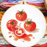 Tomato Embroidery Kits for Beginners Adults, Hand Embroidery Starter Kit, Cross Stitch Kits for Beginners DIY Craft Kits for Adults Women, Entire Set of Embroidery Supplies【Full-length Video Tutorial】
