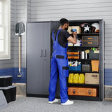Yizosh Metal Storage Cabinet with Locking Doors and 5 Adjustable Shelves, 72" Garage Storage Cabinet Steel Lockable for Office,Home,Garage Yizosh