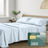 THREAD SPREAD 100% Organic Cotton Sheets King Size - 4 PC Organic Cotton King Size Percale Weave Sheet Set, Soft, Cooling & Crisp, 16" Deep Pocket Hotel Quality Bedding Set - Light Blue THREAD SPREAD