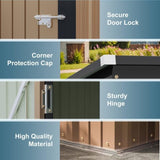 Greesum 5×3 FT Outdoor Storage Shed, Metal Storaged Sheds Without Floor, Tool Sheds with Lockable Doors and Sloping Roof for Garden, Patio, Backyard, Brown Greesum