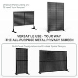 Metal Privacy Screen Outdoor, Freestanding Balcony Privacy Fence Panel for Patio, AC Unit Cover, Decorative Outdoor Room Divider (71", Black Louvered, 5 Panels) PolarcoForgeco