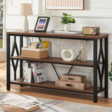 HOMISSUE Sofa Console Table, Rustic Console Table with 3-Tier Storage, Engineered Wood Sofa Tables with Open Shelves, Heavy Duty Entryway Tables for Living Room, Hallway (47 Inch, Rustic Brown) HOMISSUE
