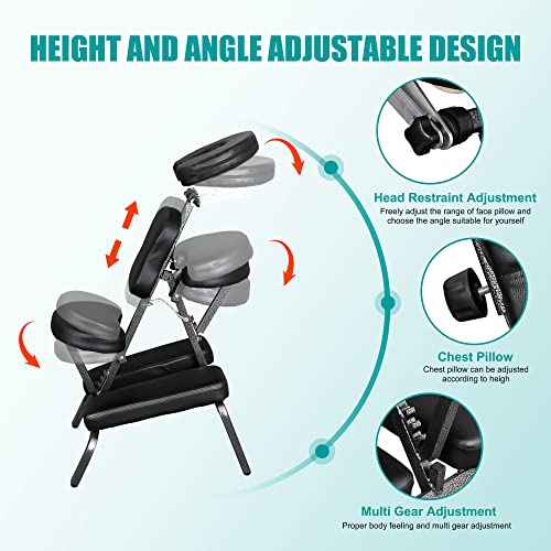 Nova Microdermabrasion Portable Massage Chair Foldable Tattoo Therapy Chair 4 Inches Thickness Sponge Face Cradle Spa Salon Massage Chair (Black) Nova Microdermabrasion