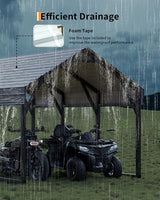 GarveeLife 12x13 ft Metal Carport Shed, Reinforced Frame and Steel Roof for All-Weather Use, Permanent Shelter for Cars, Motorcycles, ATVs, or Boats GarveeLife