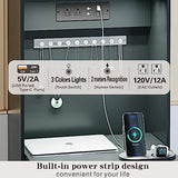 Dystler Makeup Vanity with Mirror and Lights, Vanity Desk with Drawers and Shelves, Makeup Desk with Storage Stool, Compact Vanity Table with Charging Station for Small Space, Grey Dystler