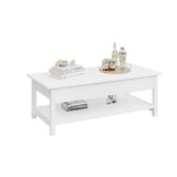 Panana Lift Top Coffee Table with Hidden Compartment and Open Shelf, Lift Tabletop Pop-Up Coffee Table for Living Room, 45.28" L, White Panana