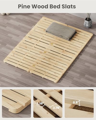 Meulbaty Bed Plate, Guest Tatami Bed Frame,Japanese Tatami Mat, Foldable Wood Slatted Floor Bed Frame for Futon Mattress, Breathable Moisture-Proof Floor Sleep Bedding (Queen) Meulbaty