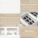 Jocoevol White Dresser 5 Drawer Dresser for Bedroom, Modern Fluted Dresser with Deep Drawers and Mirror, Wooden Dresser Chest of Drawers for Living Room, Hallway, Entryway Jocoevol