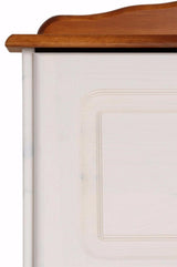 REALROOMS Chester Solid Wood Storage Desk with Bottom Closed Storage Cabinet, White and Honey REALROOMS