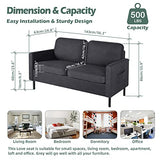 STHOUYN 56" W Fabric Loveseat Sofa with 2 USB, Small Couches for Living Room, Bedroom, Office, Easy Assembly & Comfy Cushion, Dark Grey STHOUYN
