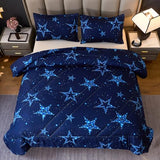 Caressma Star Comforter Teen Boy Girl Blue Galaxy Full Size Bedding Microfiber Set 3 Pieces with Pillowcases for All Seasons Caressma