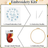 Louise Maelys Starter Embroidery Kits with Fox Pattern DIY Full Range Easy Needlepoint Cross Stitch Kits for Adults, Beginners with Stamped Animal Pattern