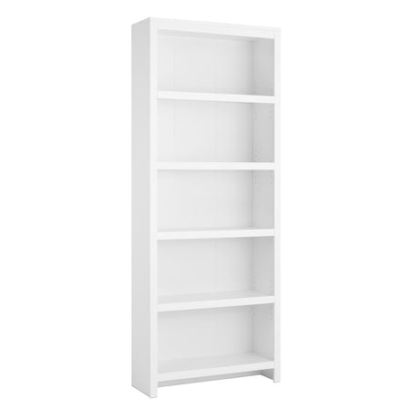 Prepac Moda 5-Tier Tall Wooden Bookcase, White Storage Cabinet, Display Cabinet, Bookshelf with Storage Shelves 31.75" W x 80" H x 12" D for Home Office, Living Room, Bedroom Organizer Prepac