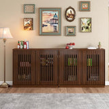 LKTART Buffet Cabinet Sideboard with Storage, Mid Century Modern Accent Credenza Cabinet with Doors & Shelves, Wood Coffee Bar Console Table for Dining Room,Kitchen,Entryway-Walnut LKTART