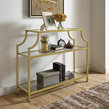 Crosley Furniture Aimee Sofa Console Table with Storage Shelves for Hall, Entryway, or Living Room, Gold and Glass Crosley Furniture