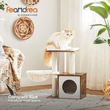 FEANDREA WoodyWonders Small Cat Tree for Kittens, Modern Cat Tower for Indoor Cats, Cat Condo with Scratching Posts, Removable Washable Cushions, Rustic Brown UPCT122X01 Feandrea