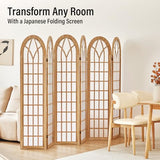 ALeesing Folding Room Divider Privacy Screen Freestanding 6-Panel Shoji Style Wooden Frame Decorative Partition Wall for Bedroom Office Apartment Natural ALeesing