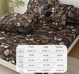 SDY 7PCS Dark Floral Comforter and Sheet Set Full Size, Black Flower Bedding Set for Girl/Women Gift Includes 1*Comforter,1* Flat Sheet, 1*Fitted Sheet,2*Pillowcases and 2*PillowcaseShams SDY