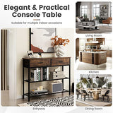 Giantex 39.5” Console Table with Storage Drawer - Entryway Table with 2 Drawers, 2-Tier Shelves, Anti-Toppling Design, Metal Frame, Sofa Side Table for Hallway, Living Room Entry Table (Brown) Giantex
