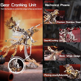 OreilleStar 3D Metal Ornithopter Puzzles for Adults Model Kits: DIY Assembly Mechanical Phoenix Stainless Steel Animal Bird Toy Building Block Birthday Gifts for Men Women (Gold Phoenix)