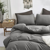 Luxlovery Grey Comforter Set Twin Dark Grey Bedding Comforter Sets Minimalist Gray Blanket Quilts Solid Breathable Soft Quilts Modern Grey Bedding Set Durable 3 Piece Comforter Set Luxlovery