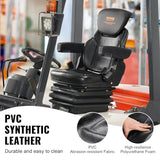VEVOR Universal Tractor seat Suspension, Fold Down Forklift Seat with Adjustable Angle Back, Micro Switch, Seatbelt and Armrests, 3-level Shock Absorption Tractor Seat for Tractor Loader Excavator VEVOR