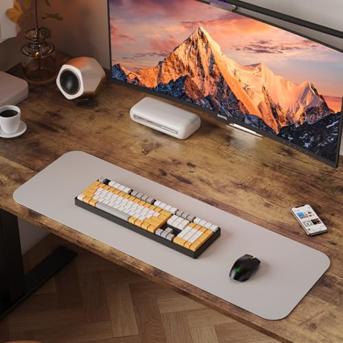 WALKINGDESK 48x24 Inches Height Adjustable Electric Standing Desk with 2 Hooks for Home Office, Ergonomic Sit Stand up Desk with Splice Board, Rustic Brown WALKINGDESK