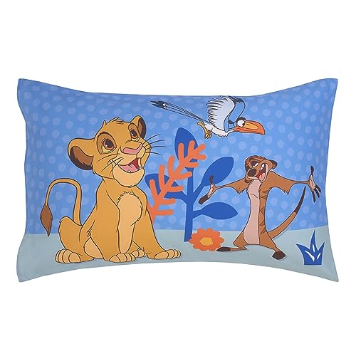 Disney The Lion King Blue, Tan, and Orange, Better Together 4 Piece Toddler Bed Set - Comforter, Fitted Bottom Sheet, Flat Top Sheet, and Reversible Pillowcase NoJo