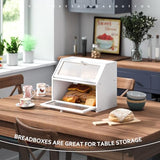 STDDRE Bread Box for Kitchen Countertop Bin Double Layer Bread Box Storage Container Extra Large Capacity Farmhouse Bread Box with Diamond Pattern Windows(Bamboo White) STDDRE