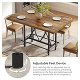 LITTLE TREE 63-Inch Industrial Bar Table with Metal Footrest, Counter Height Pub Table for Kitchen, Home Bar & Entertaining (Brown) LITTLE TREE