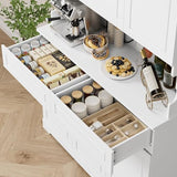 FACBOTALL 74" Pantry Cabinet, Tall Kitchen Pantry Cabinet with 6 Doors and 2 Drawers, Kitchen Hutch with Wide Countertop, Modern Kitchens Cupboard with Adjustable Shelves and Charge Holes, White FACBOTALL
