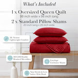 Southshore Fine Living, Inc. Full/Queen Quilt Bedding Set, Microfiber Quilts Queen Size, Coverlet, Stain & Pet Hair Resistant Bedding, Full Size Bedspread with 2 Pillow Shams, Chili Pepper Red Southshore Fine Living, Inc.