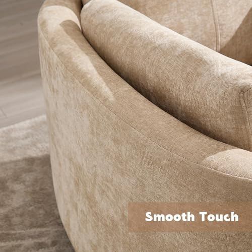 Manual Recliner 360°Swivel Glider Rocking Chair,Upholstered Nursery Adult Rocker Glider Chair with 2 Pillows for Living Room Bedroom(Khaki, Manual Operation)