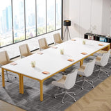 Tribesigns 78.74-Inch Conference Table Set,13FT Conference Room Table, Large Rectangle Meeting Seminar Tables Set,Long Business Tables (Chair not Included) (2, White+Gold, 2 Pack) Tribesigns
