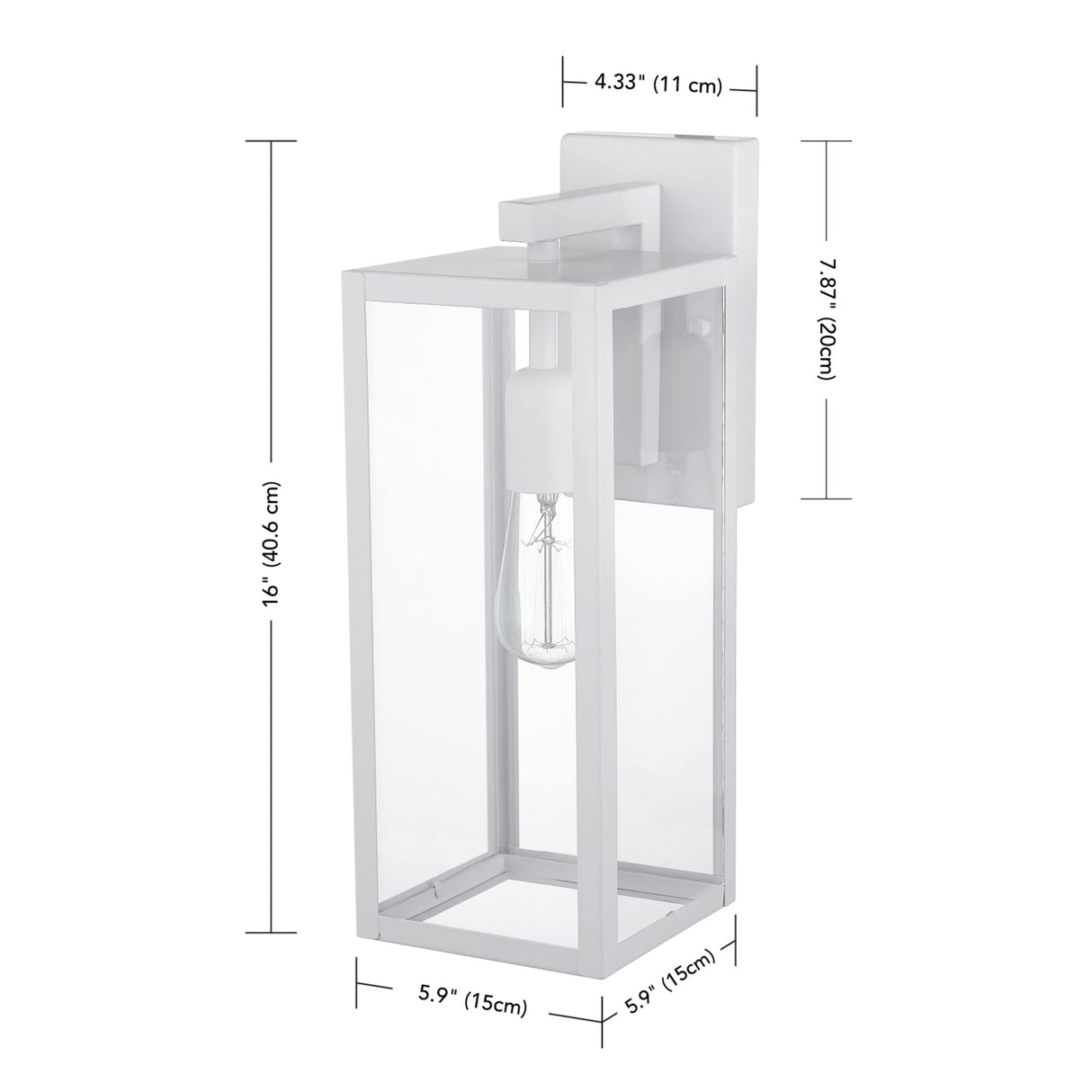 Globe Electric 44836 Bowery 1-Light Outdoor Indoor Wall Sconce, Matte White, Clear Glass Shade, Bulb Not Included Globe Electric