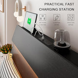 Einhomn Floating Bed Frame Twin Size with Led Headboard and Charging Station, Metal Platform Bed Base with Storage, Remote Control, Heavy Slats Support, No Box Spring Needed, Noise Free, Black Einhomn