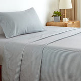 Twin Sheets Set, Grey Striped Bed Sheets Set 3PC - Soft Cooling 1800 Thread Count Printed Sheet, 8 - 17" Deep Pocket Breathes Better, Hypoallergenic Wrinkle Machine Washable Patterned Single Bedding KACEMOO