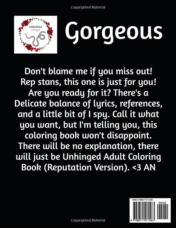 Unhinged Adult Coloring Book (Reputation Version) (Activity Books TV) WoodArtSupply